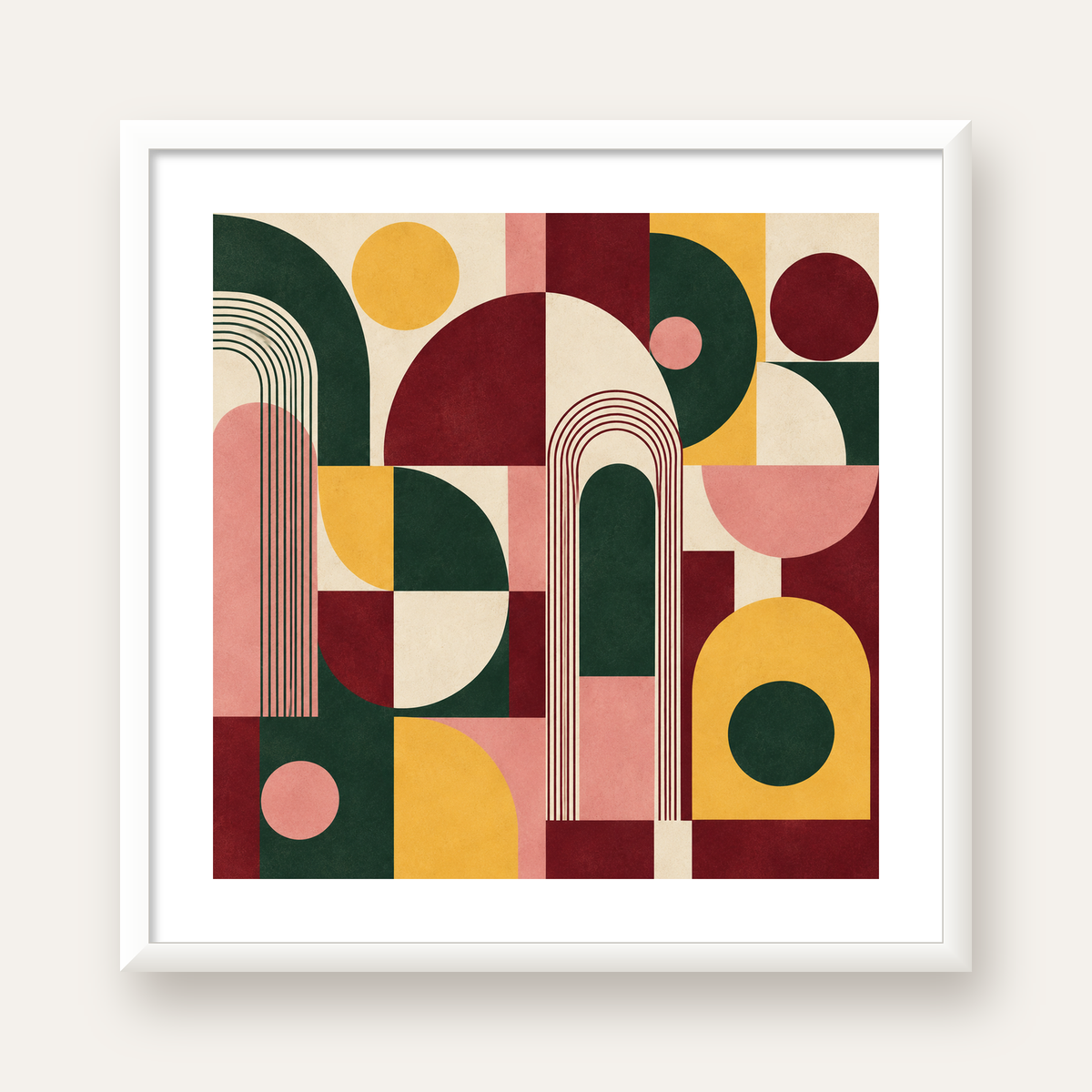 Modern Soyut Geometrik Poster – Minimal & Şık Duvar Dekoru — beyaz çerçeveli kare poster