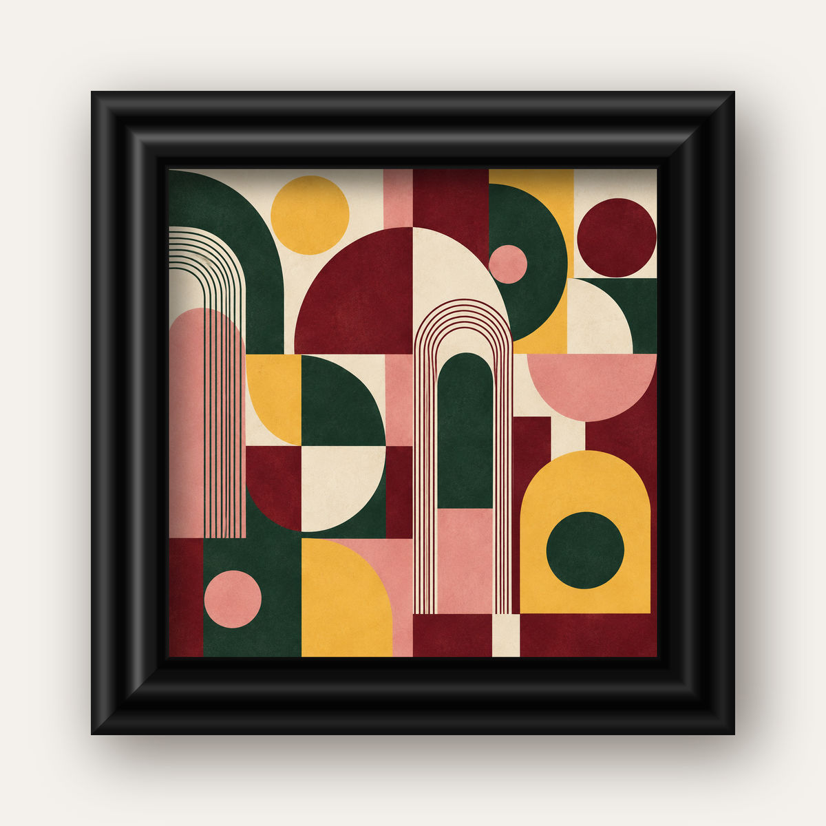 Modern Soyut Geometrik Poster – Minimal & Şık Duvar Dekoru — siyah galeri çerçeveli