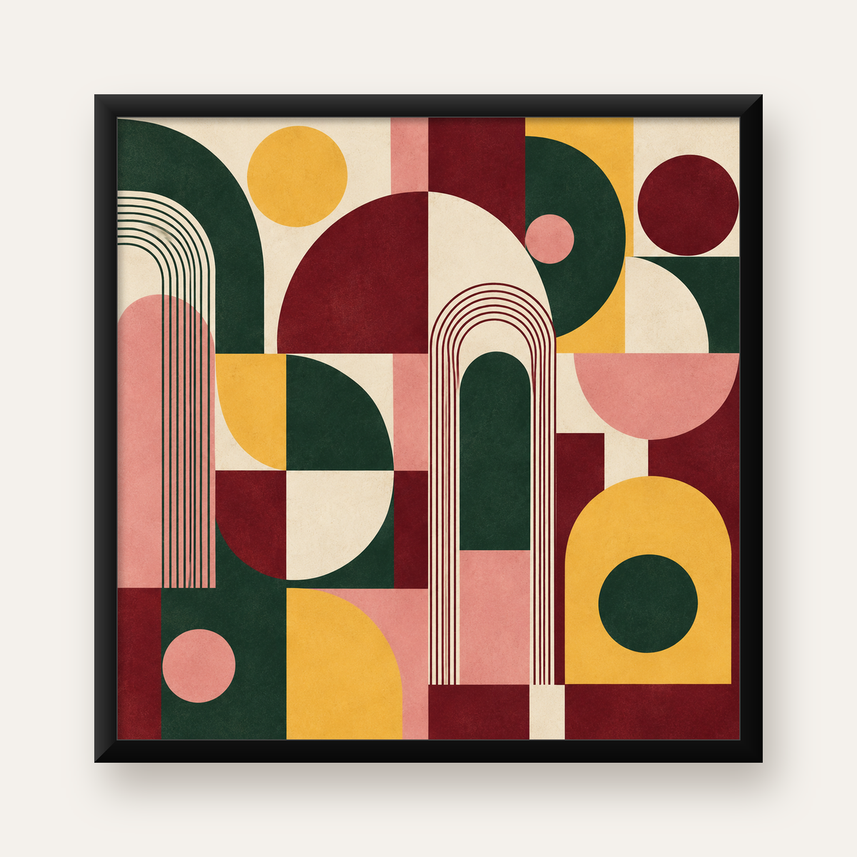 Modern Soyut Geometrik Poster – Minimal & Şık Duvar Dekoru — Kare baskı, düz siyah çerçeveli duvar posteri