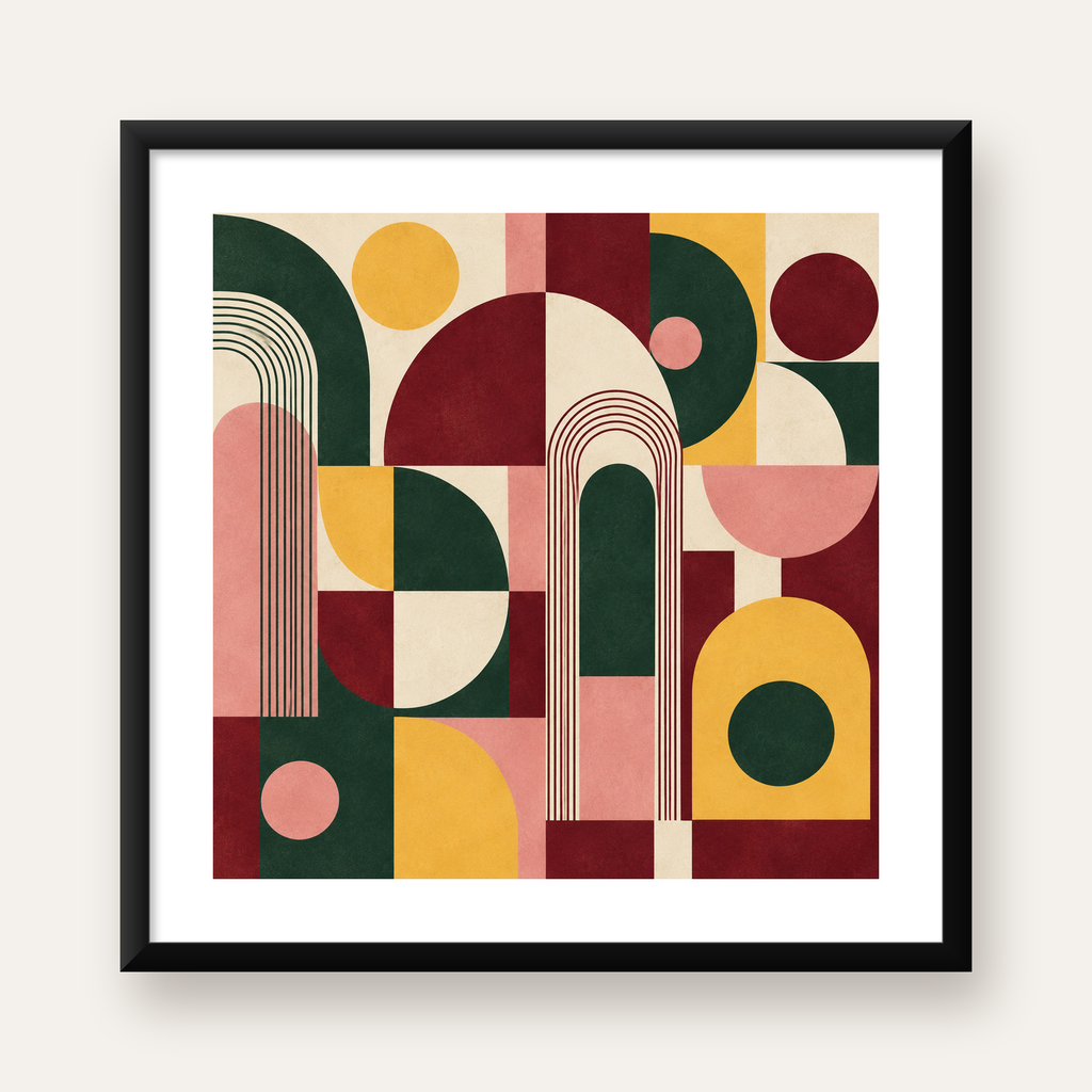 Modern Soyut Geometrik Poster – Minimal & Şık Duvar Dekoru — Kare baskı, beyaz kenar boşluklu