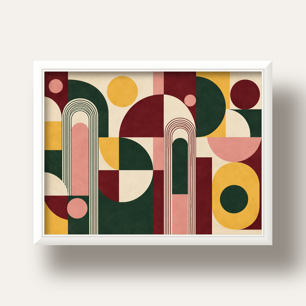Modern Soyut Geometrik Poster – Minimal & Şık Duvar Dekoru — beyaz derin çerçeveli