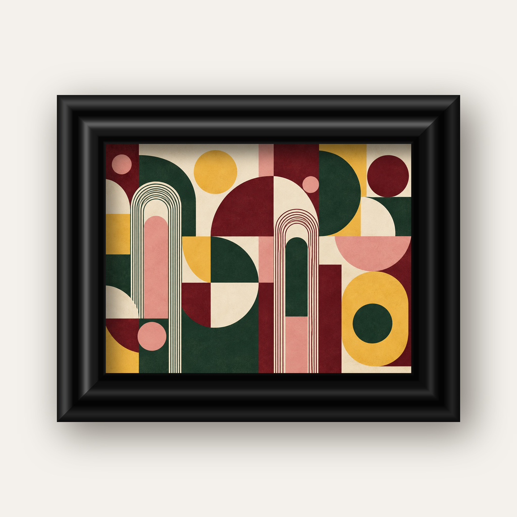 Modern Soyut Geometrik Poster – Minimal & Şık Duvar Dekoru — siyah galeri çerçeveli