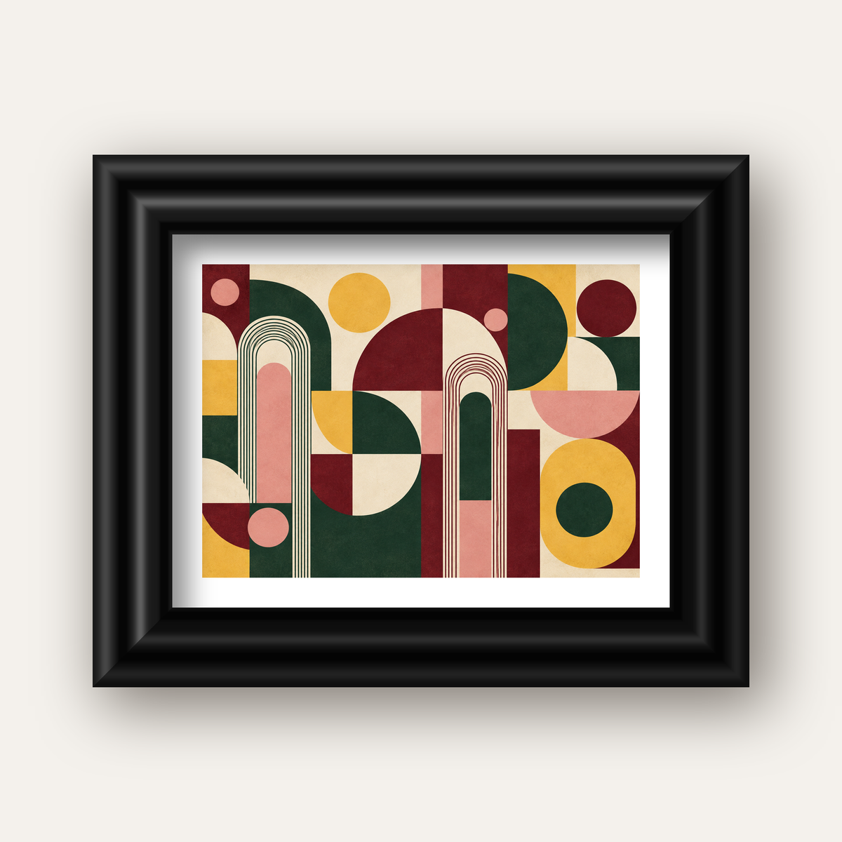 Modern Soyut Geometrik Poster – Minimal & Şık Duvar Dekoru — siyah galeri çerçeveli paspartulu