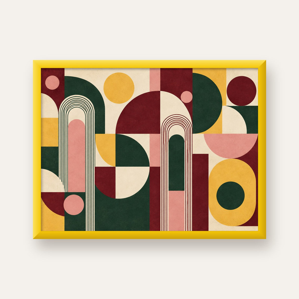Modern Soyut Geometrik Poster – Minimal & Şık Duvar Dekoru — sarı çerçeveli