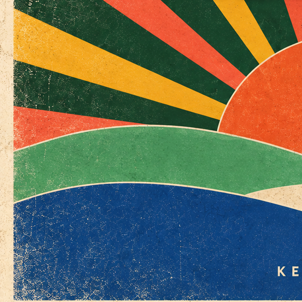 Retro Umut Verici Manzara Poster – Good Days Ahead Tasarımı — baskının yakın çekimi, kâğıt dokusu ve renk detayı