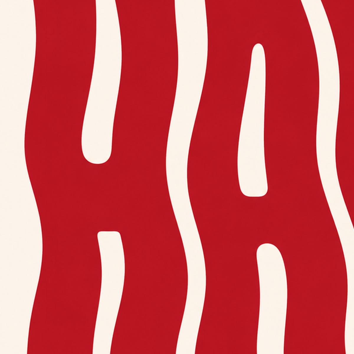 Kırmızı Dalgalı 'HAPPY' Yazılı Minimal Dijital Poster — baskının yakın çekimi, kâğıt dokusu ve renk detayı