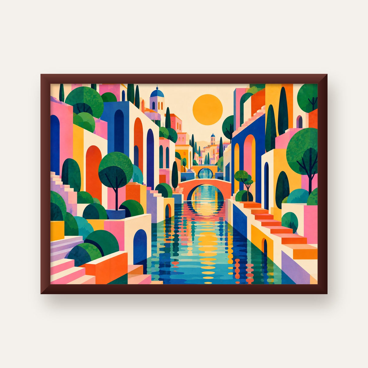 Hayalî Kanal Şehri — ceviz çerçeveli