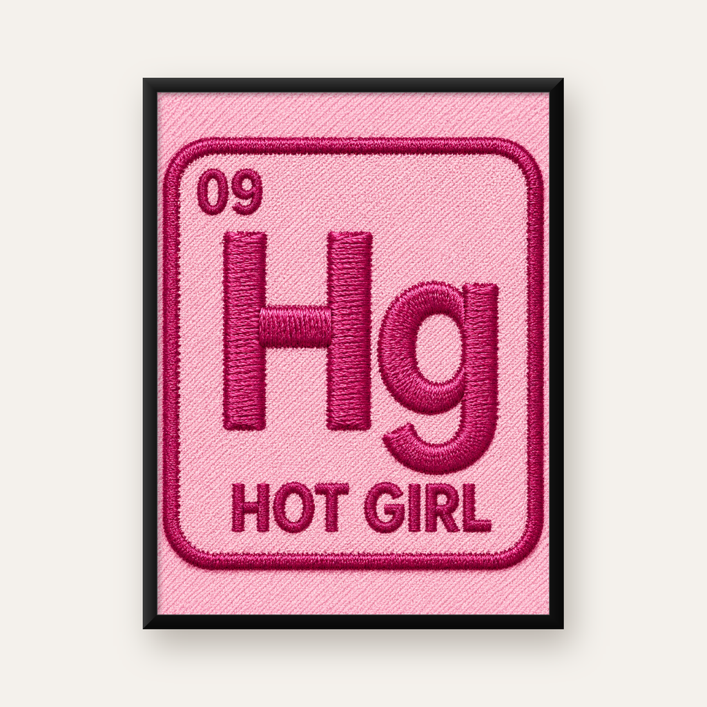 Hot Girl - Pembe Bilimsel Espirili Modern Poster — Dikey baskı, düz siyah çerçeveli duvar posteri