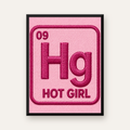 Hot Girl - Pembe Bilimsel Espirili Modern Poster — Dikey baskı, düz siyah çerçeveli duvar posteri