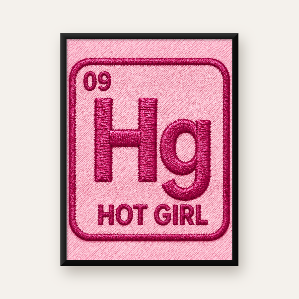 Hot Girl - Pembe Bilimsel Espirili Modern Poster — Dikey baskı, düz siyah çerçeveli duvar posteri