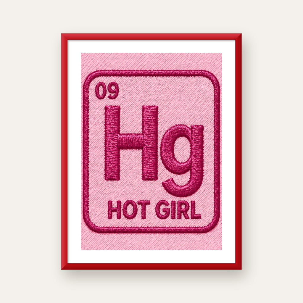 HG — Hot Girl — kırmızı çerçeveli paspartulu