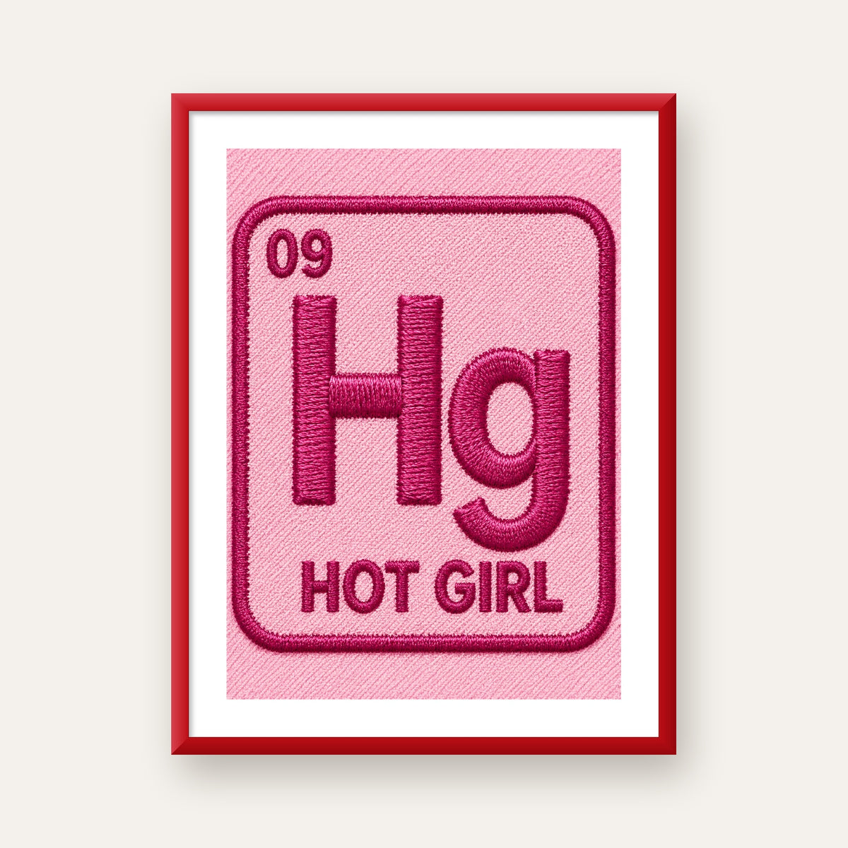 HG — Hot Girl — kırmızı çerçeveli paspartulu