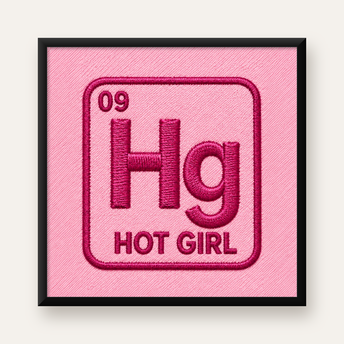 Hot Girl - Pembe Bilimsel Espirili Modern Poster — Kare baskı, düz siyah çerçeveli duvar posteri