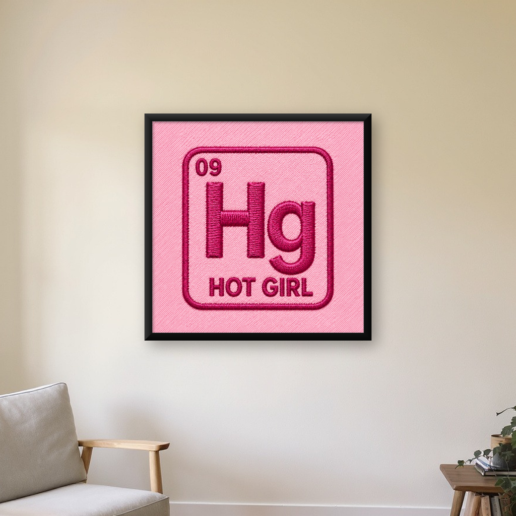 Hot Girl - Pembe Bilimsel Espirili Modern Poster — Kare baskı, çerçeveli hâliyle bir ev duvarında