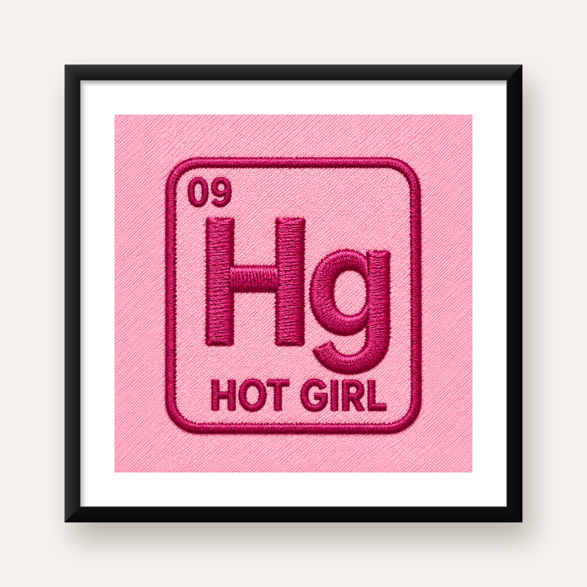 Hot Girl - Pembe Bilimsel Espirili Modern Poster — Kare baskı, beyaz kenar boşluklu