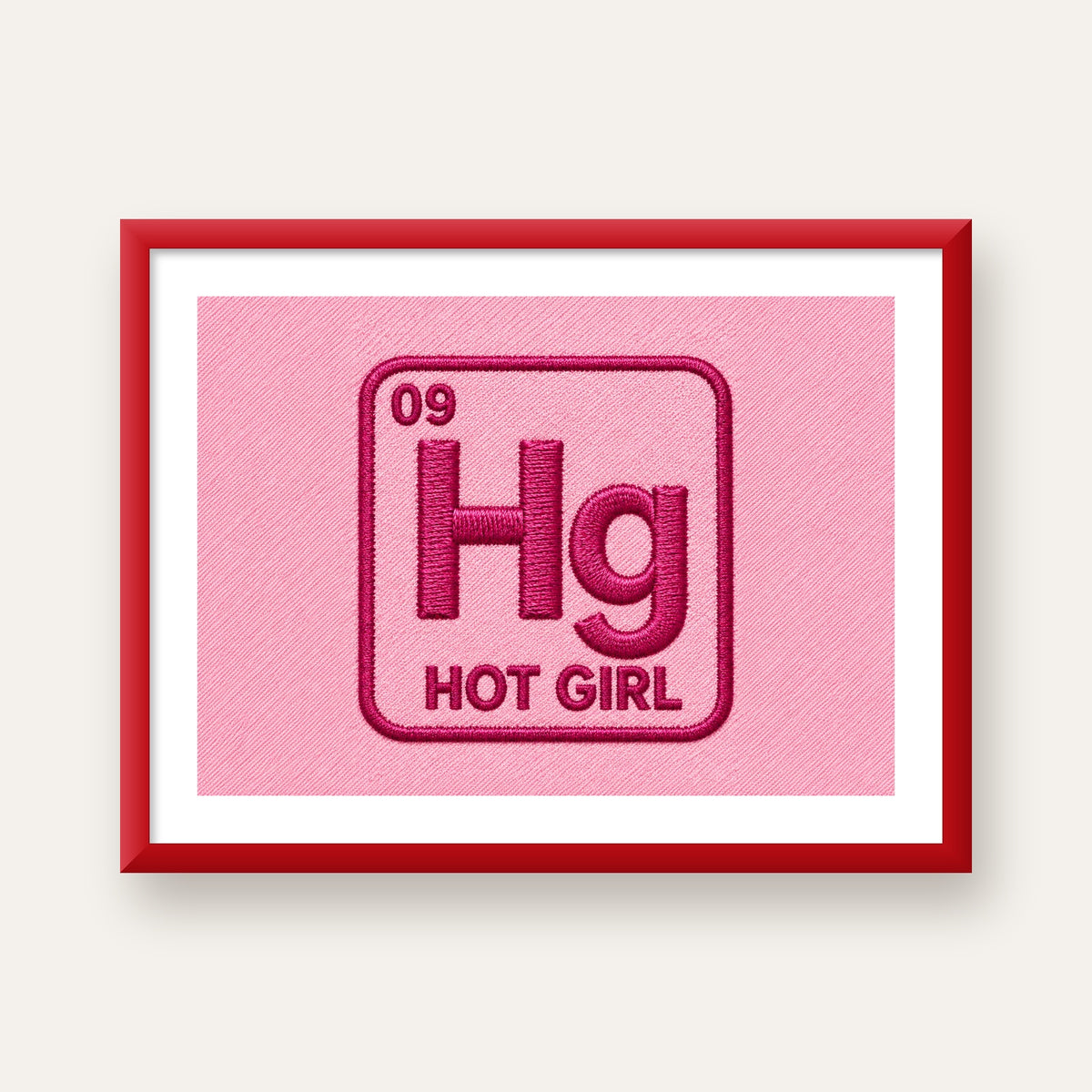 HG — Hot Girl — kırmızı çerçeveli paspartulu