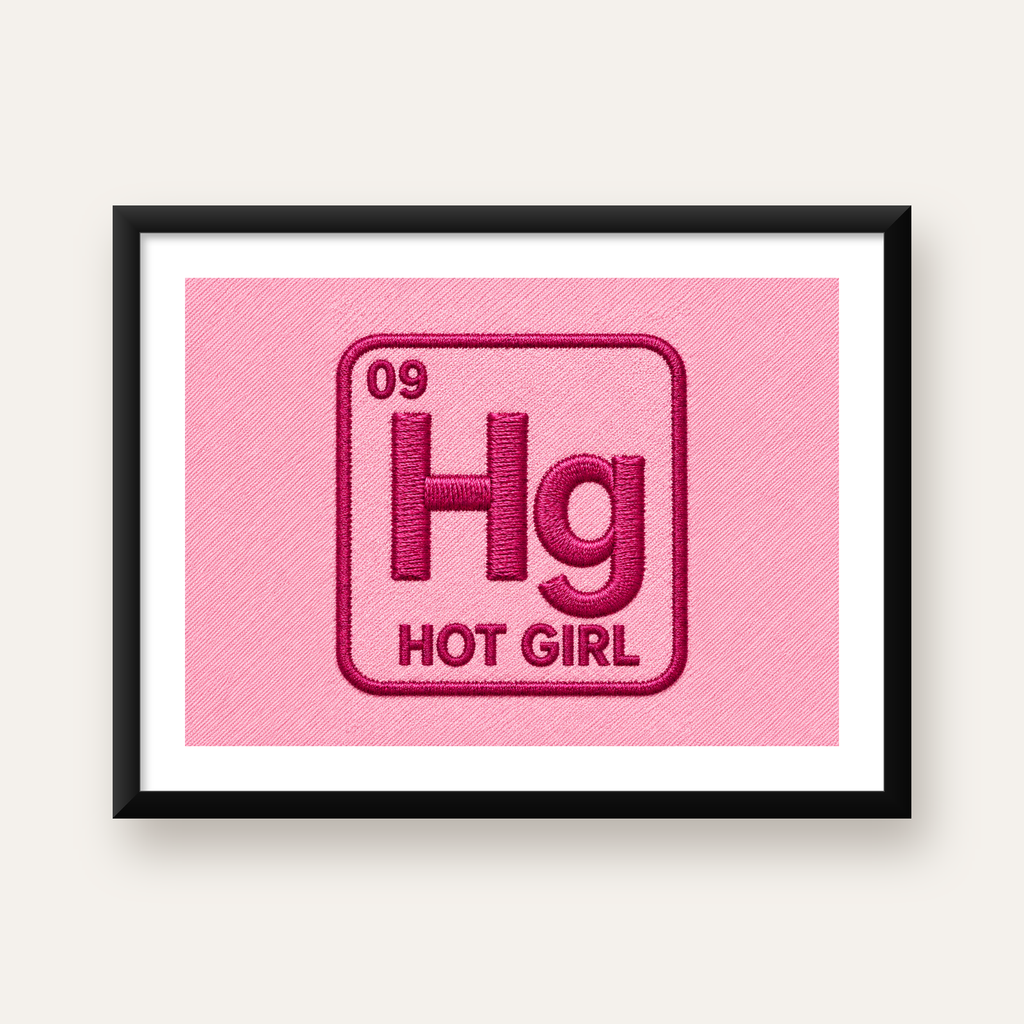 Hot Girl - Pembe Bilimsel Espirili Modern Poster — Yatay baskı, beyaz kenar boşluklu