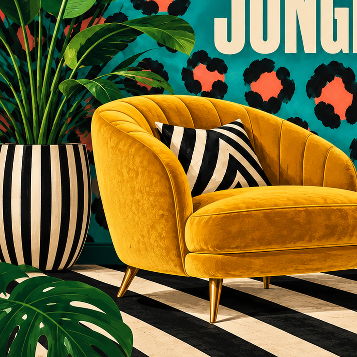 Egzotik Salon Dekorasyonu Poster – HOME IS MY JUNGLE Baskı — baskının yakın çekimi, kâğıt dokusu ve renk detayı