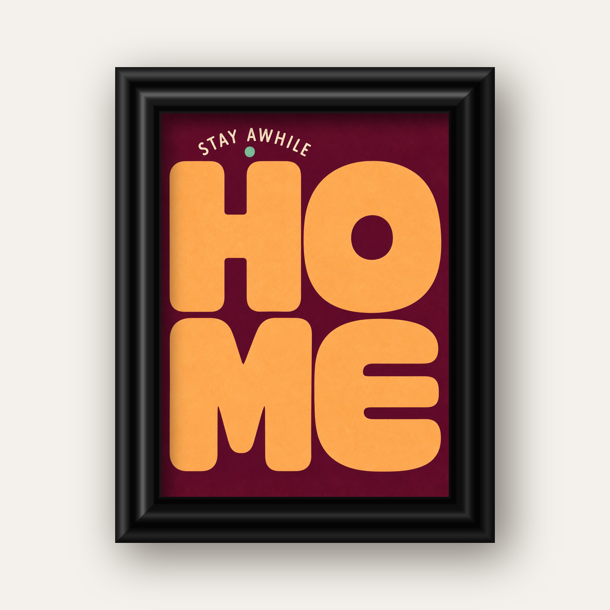 Home Stay Awhile Retro Tipografi Posteri — siyah galeri çerçeveli