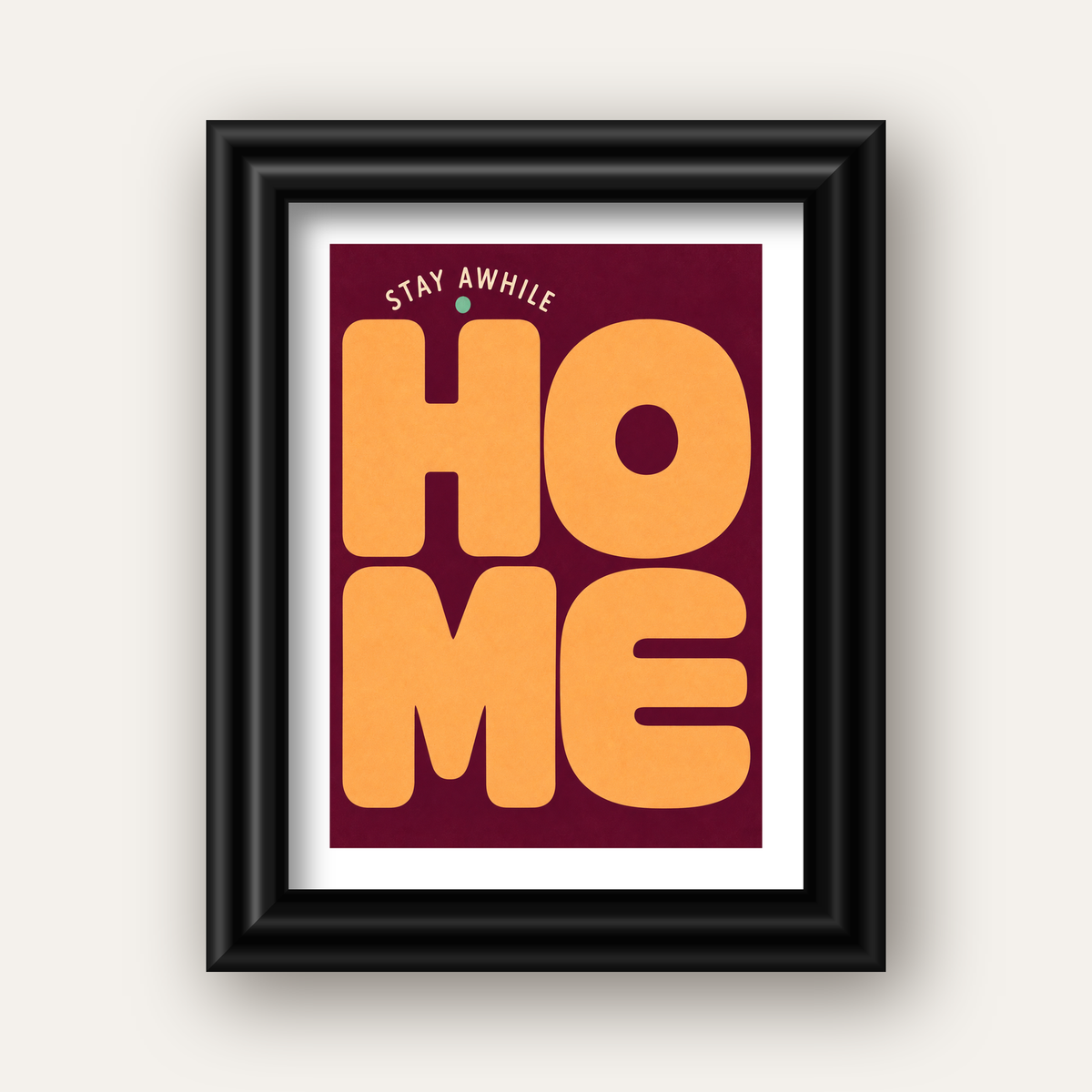 Home Stay Awhile Retro Tipografi Posteri — siyah galeri çerçeveli paspartulu