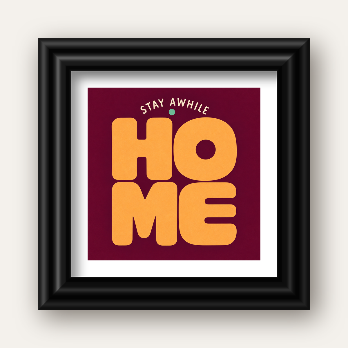 Home Stay Awhile Retro Tipografi Posteri — siyah galeri çerçeveli paspartulu