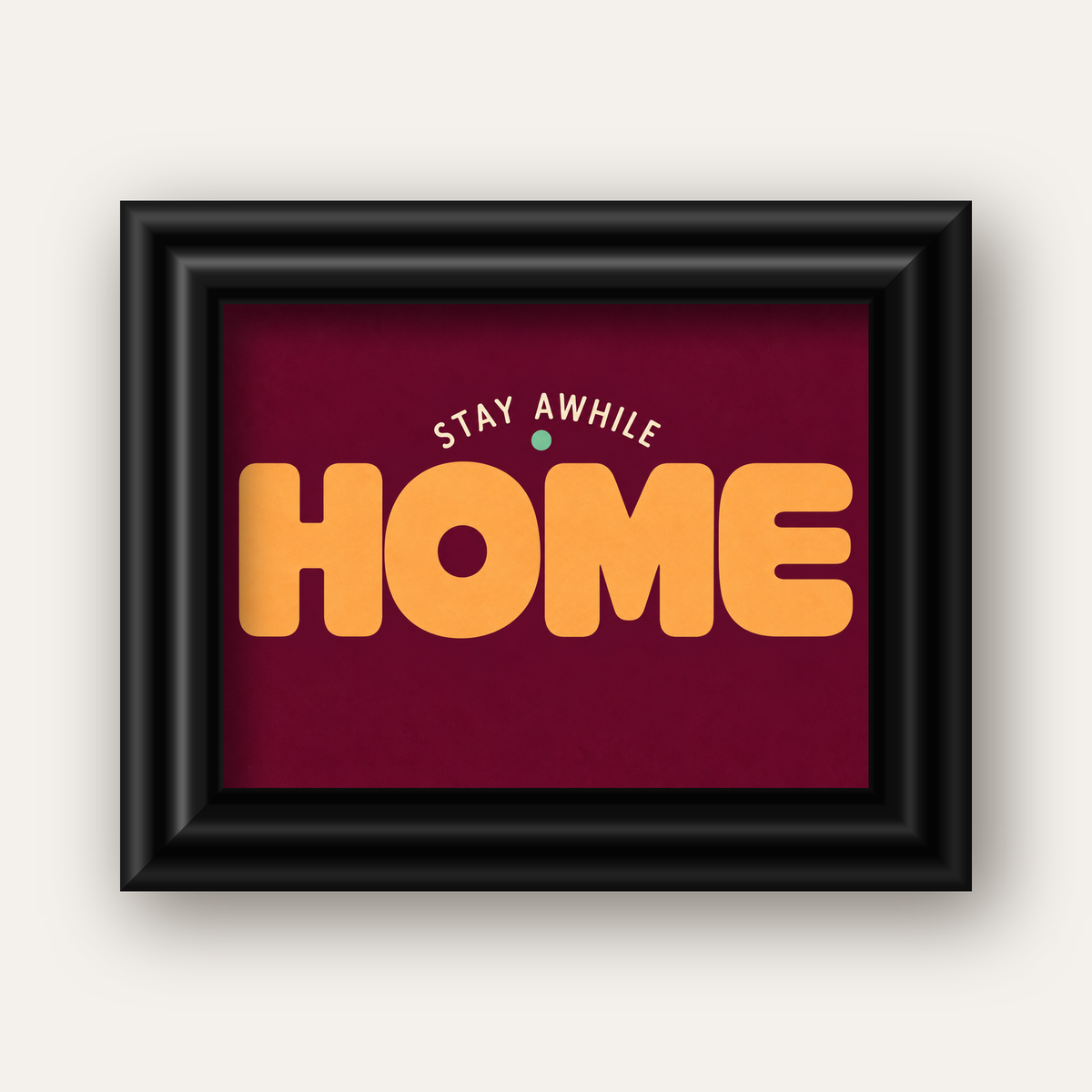 Home Stay Awhile Retro Tipografi Posteri — siyah galeri çerçeveli