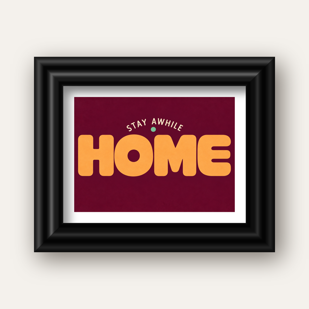Home Stay Awhile Retro Tipografi Posteri — siyah galeri çerçeveli paspartulu