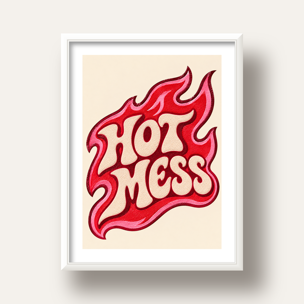 Hot Mess — beyaz derin çerçeveli paspartulu
