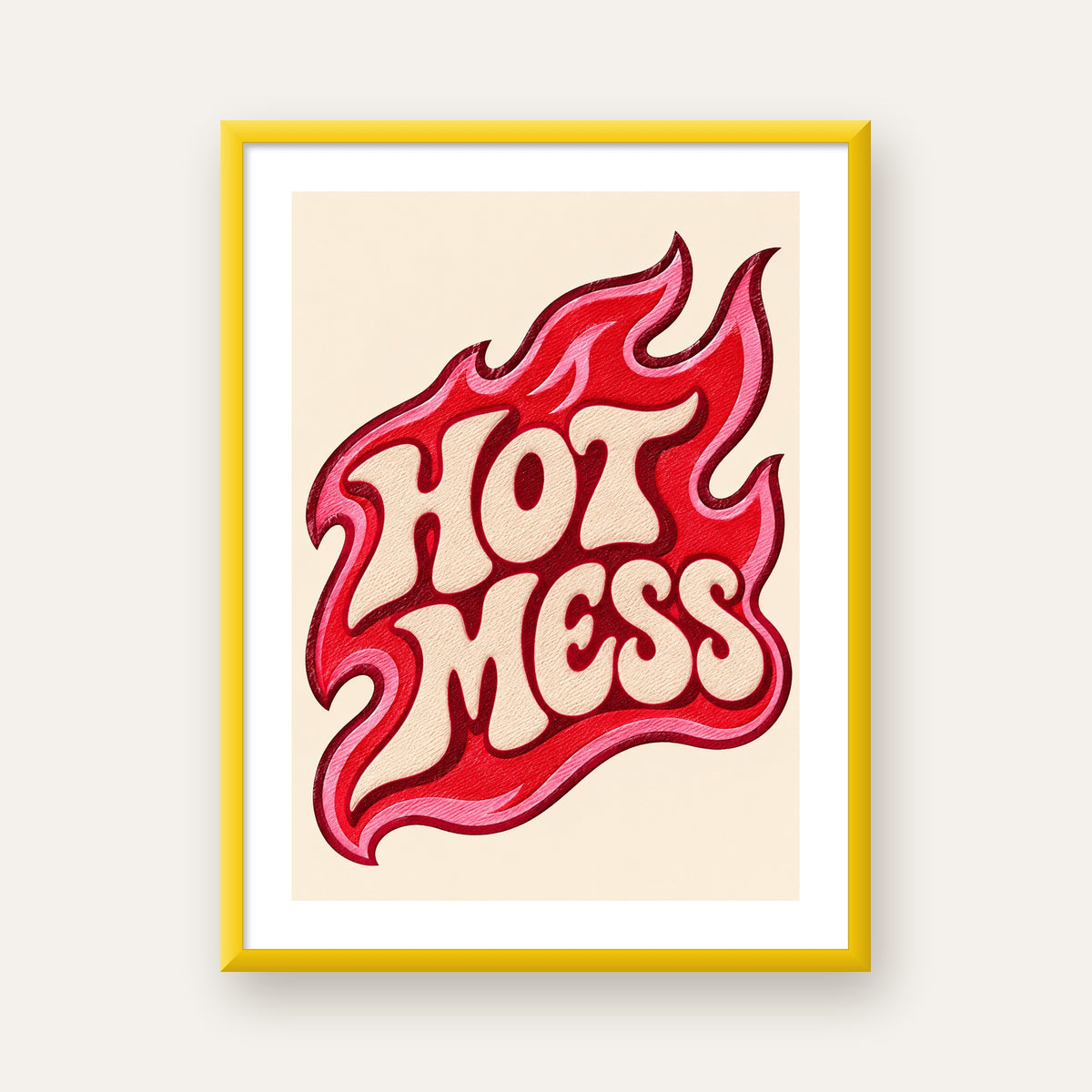 Hot Mess — sarı çerçeveli paspartulu