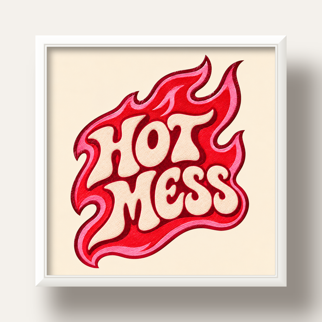 Hot Mess — beyaz derin çerçeveli