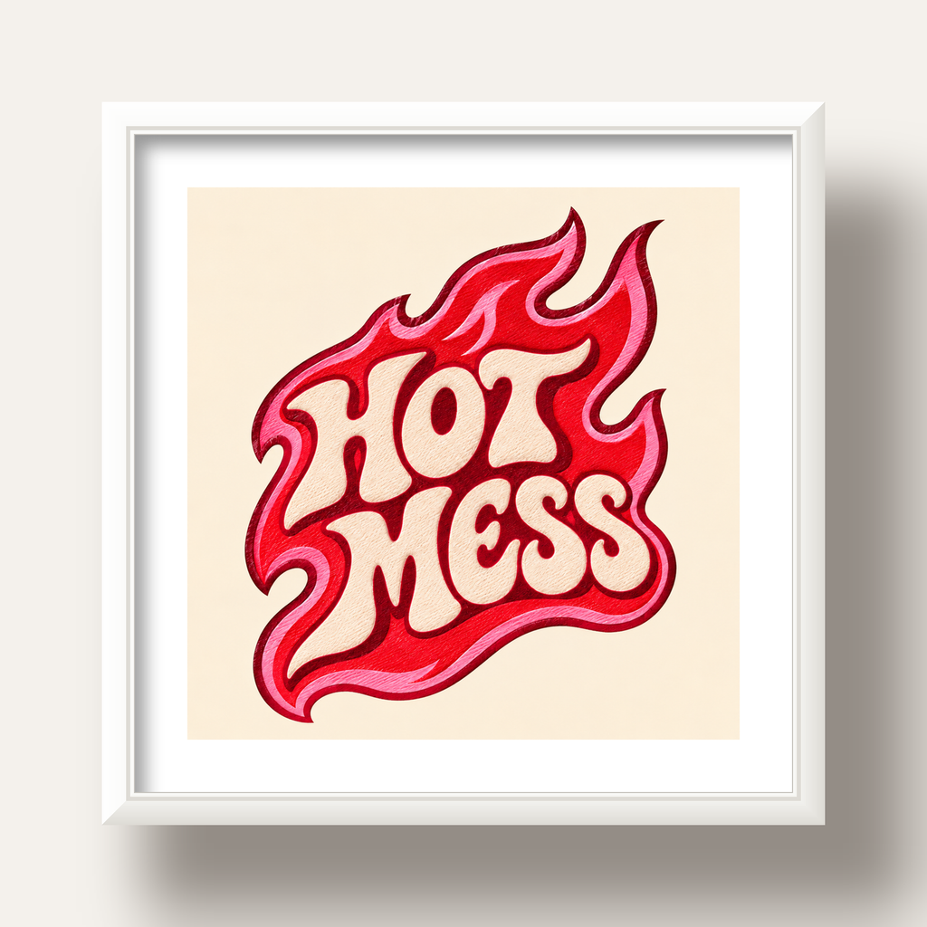 Hot Mess — beyaz derin çerçeveli paspartulu