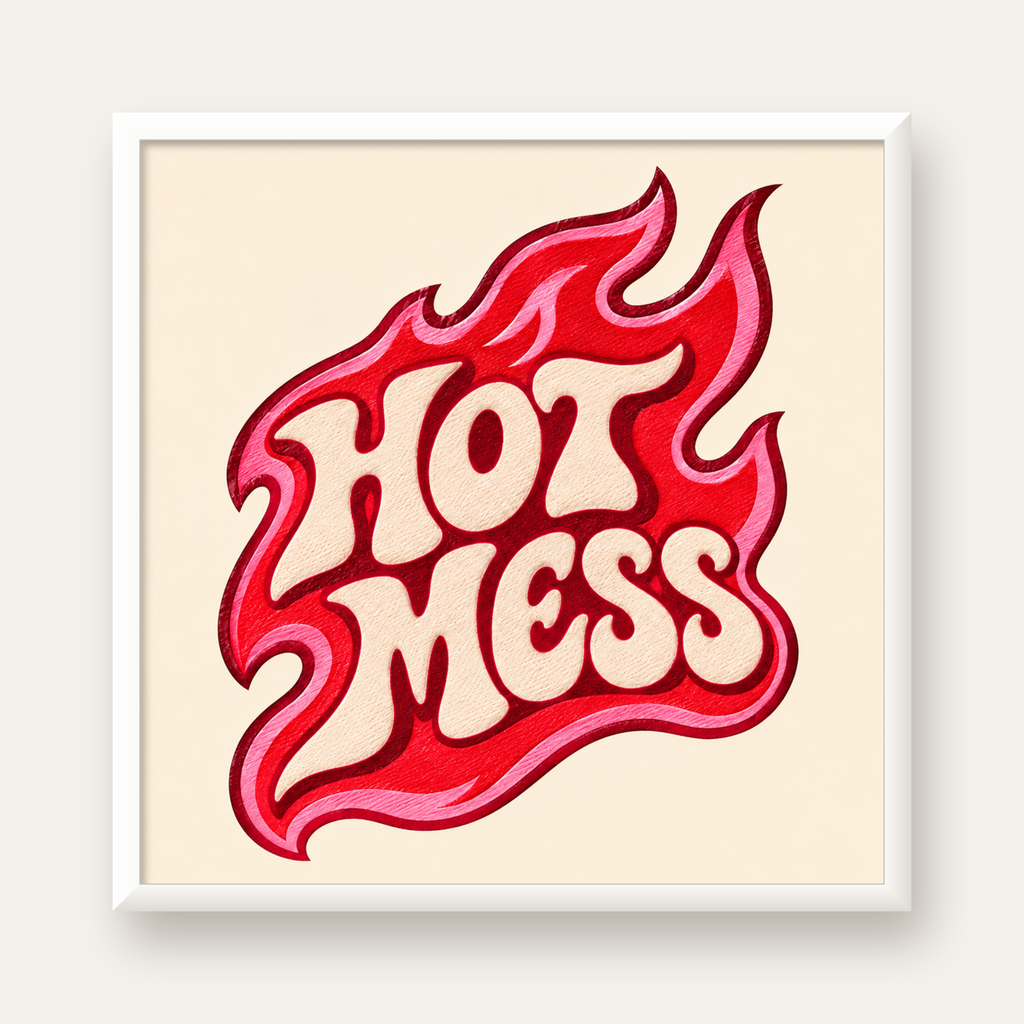 Hot Mess — beyaz çerçeveli kare poster