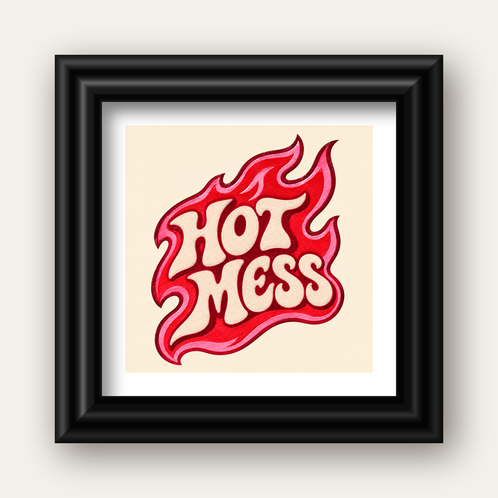 Hot Mess — siyah galeri çerçeveli paspartulu
