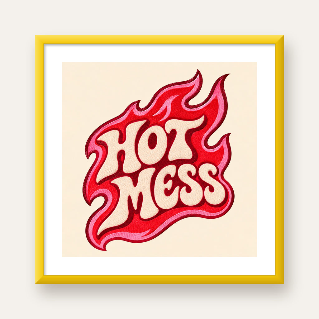 Hot Mess — sarı çerçeveli paspartulu