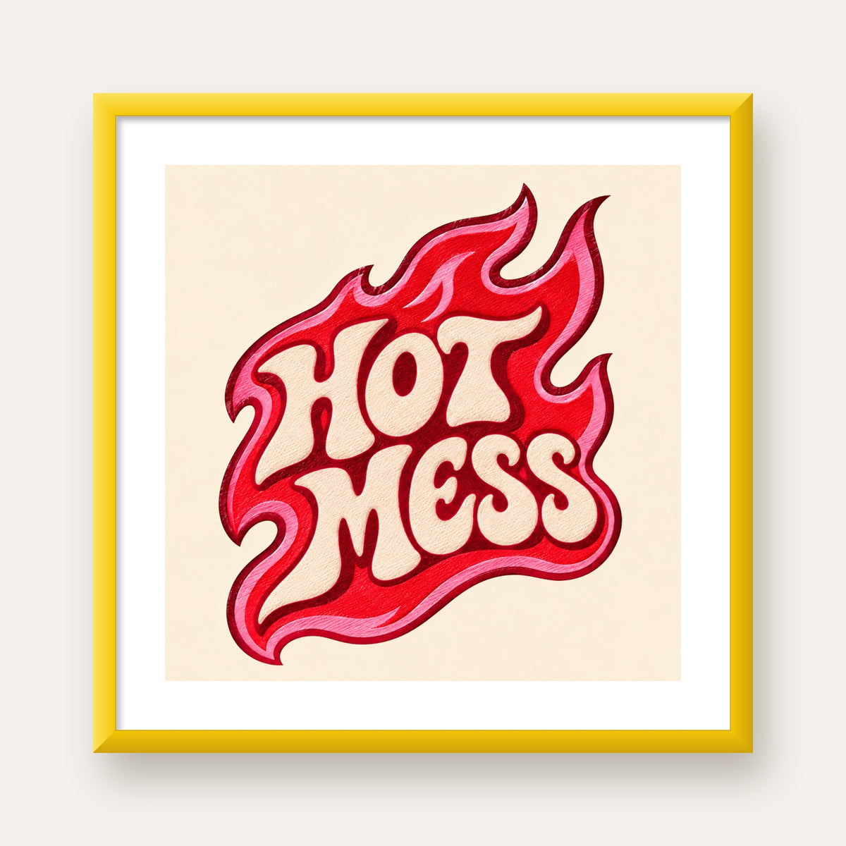 Hot Mess — sarı çerçeveli paspartulu