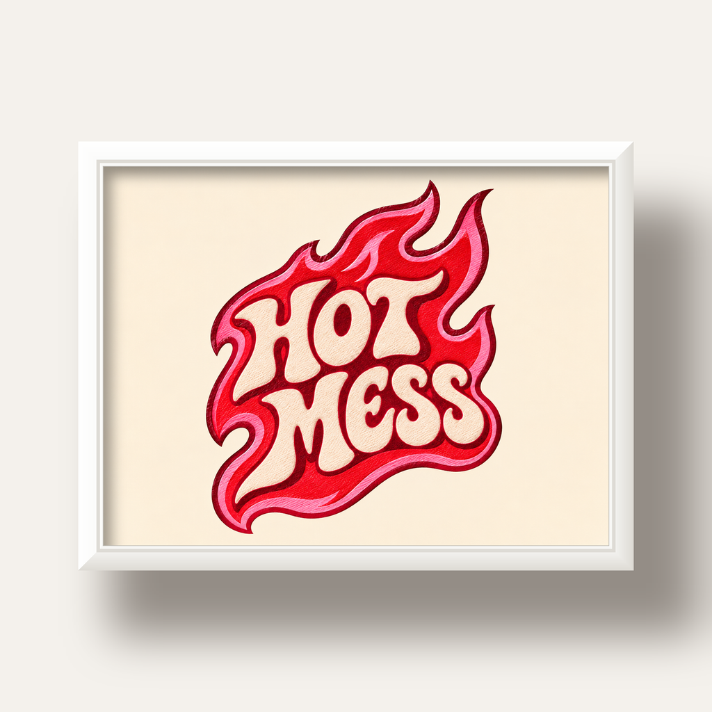 Hot Mess — beyaz derin çerçeveli