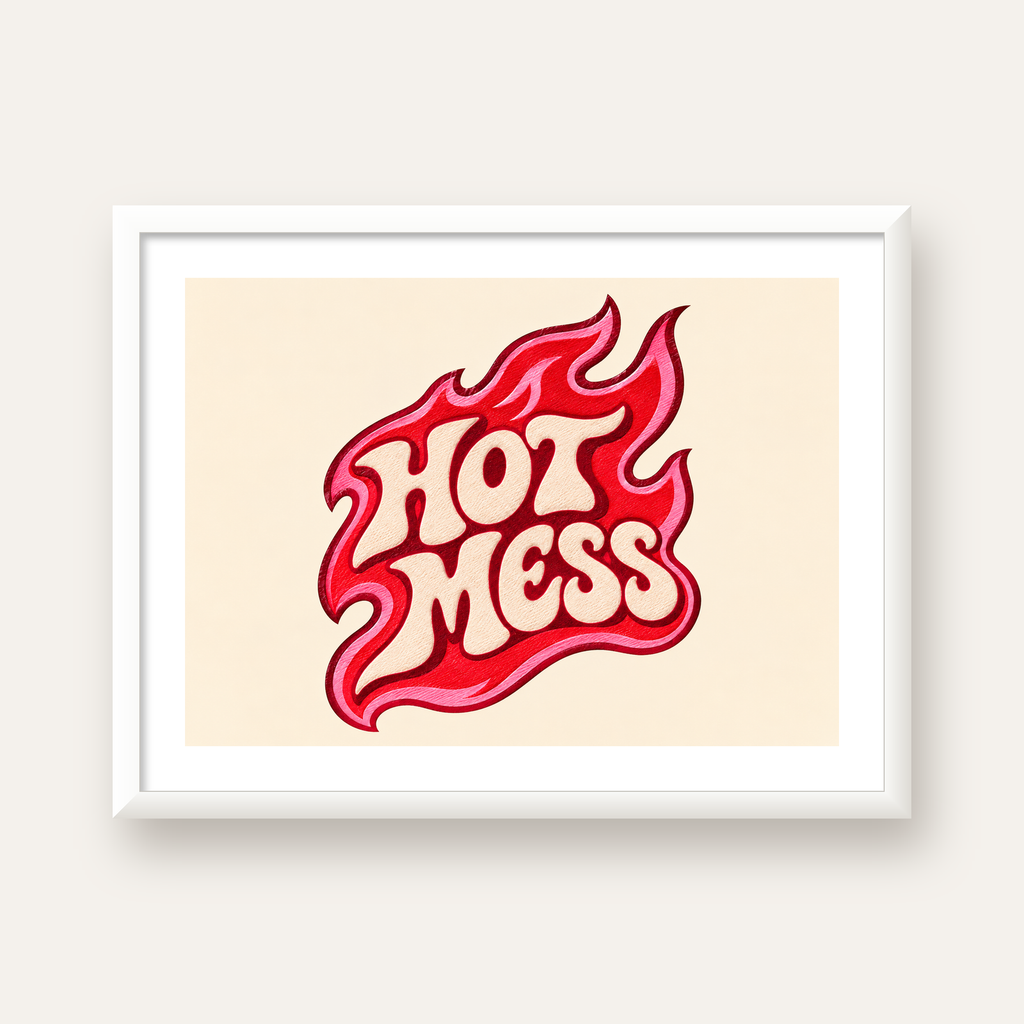 Hot Mess — beyaz çerçeveli yatay poster