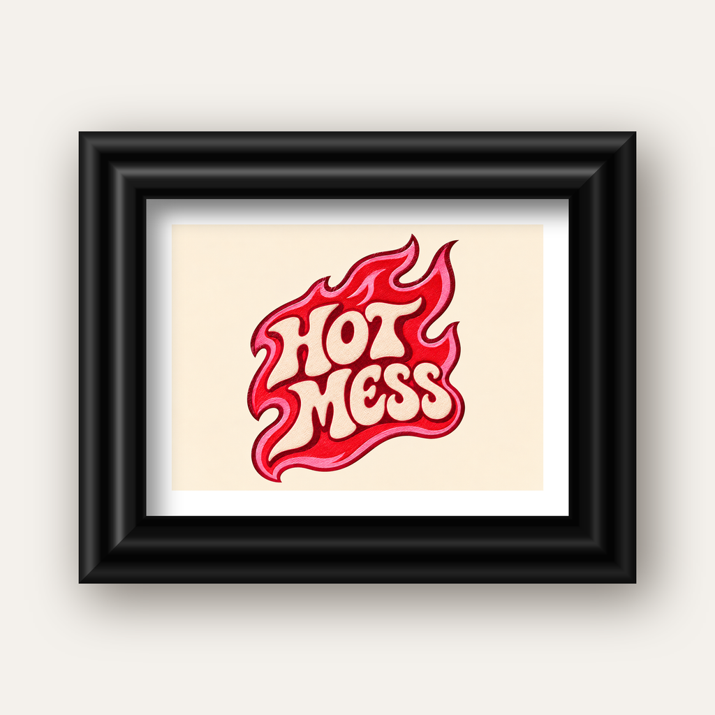 Hot Mess — siyah galeri çerçeveli paspartulu
