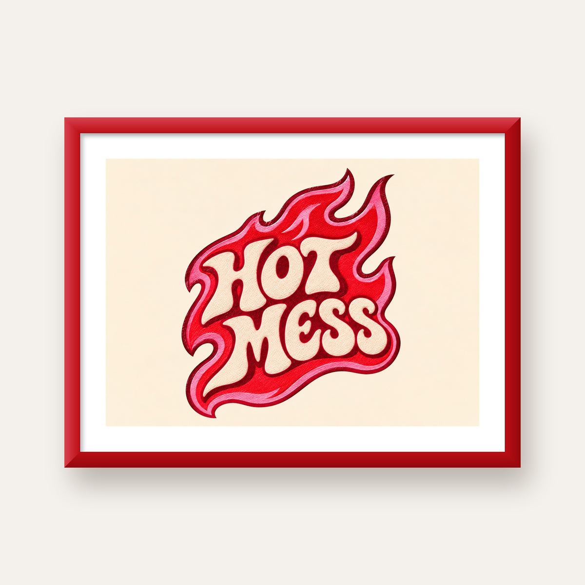 Hot Mess — kırmızı çerçeveli paspartulu