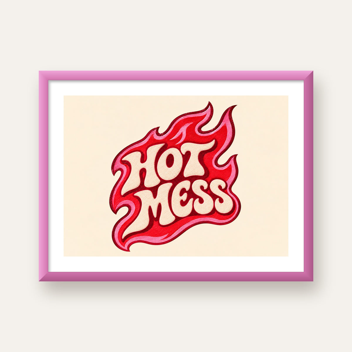 Hot Mess — pembe çerçeveli paspartulu