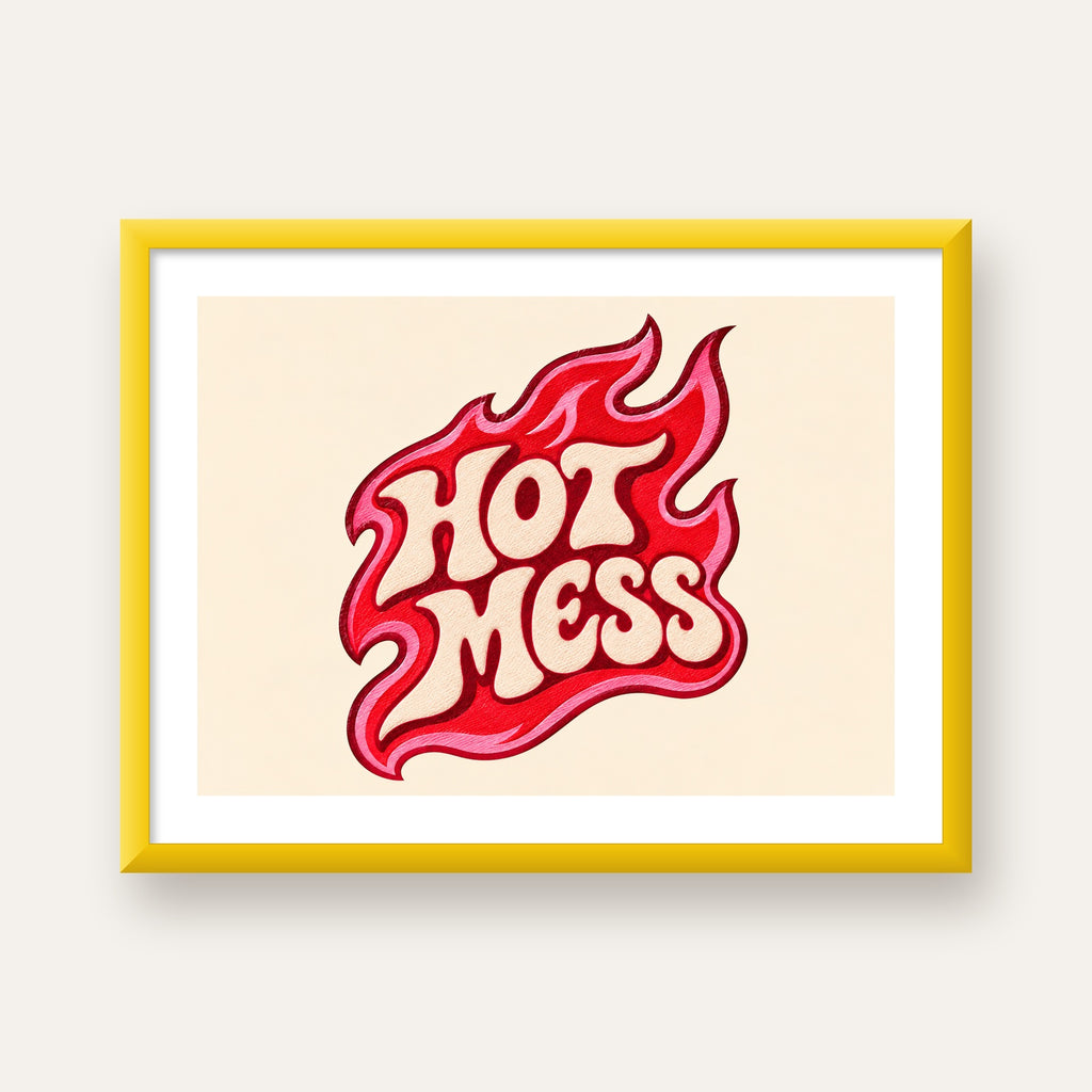 Hot Mess — sarı çerçeveli paspartulu