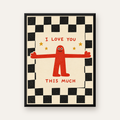Sevimli Karakterli Aşk Mesajlı Çizgi Film Poster - I LOVE YOU — Dikey baskı, düz siyah çerçeveli duvar posteri