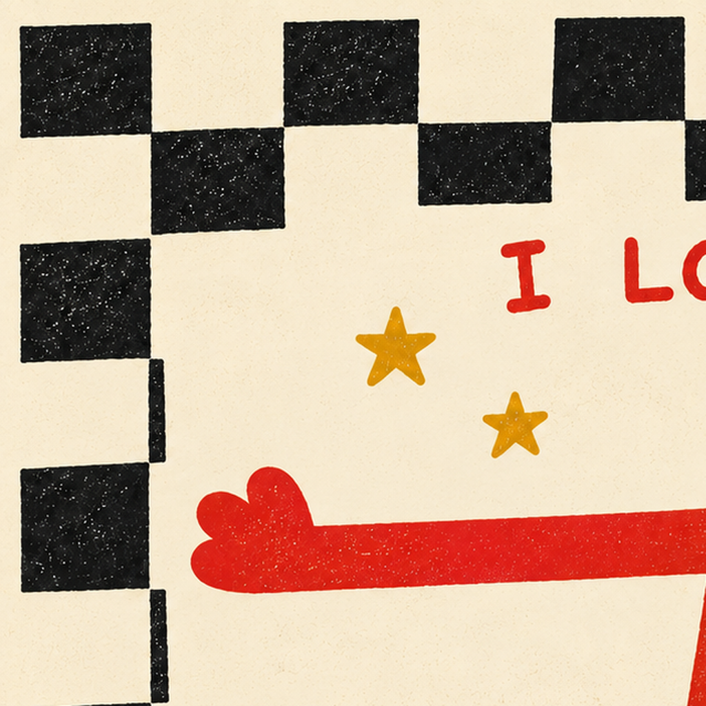 Sevimli Karakterli Aşk Mesajlı Çizgi Film Poster - I LOVE YOU — baskının yakın çekimi, kâğıt dokusu ve renk detayı