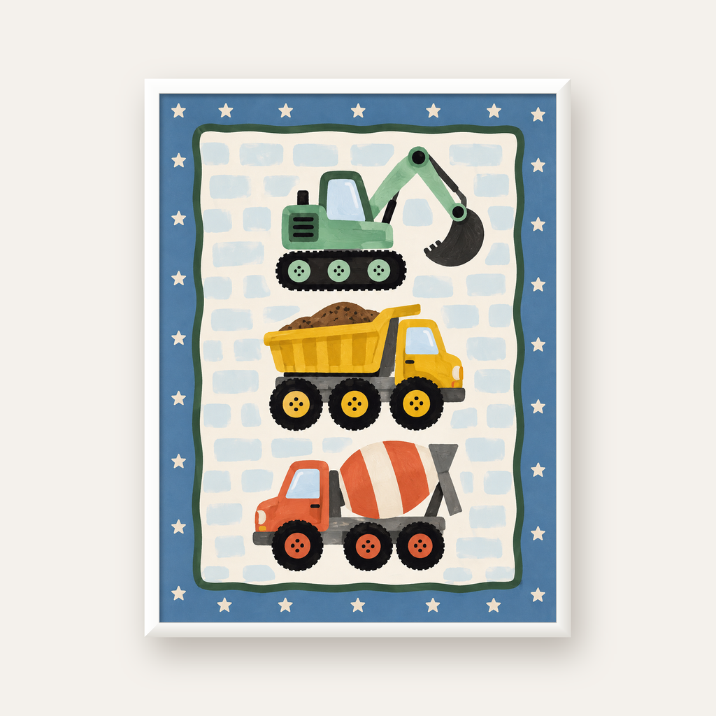 İş Makineleri — beyaz çerçeveli dikey poster