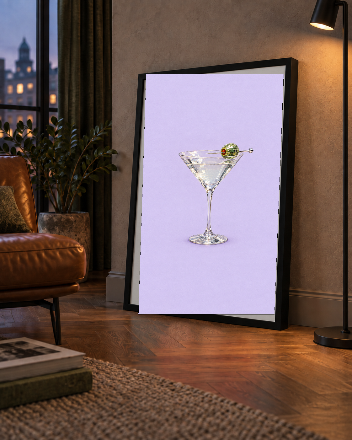 Işıltılı Martini: Modern Disco Stili Poster Baskı