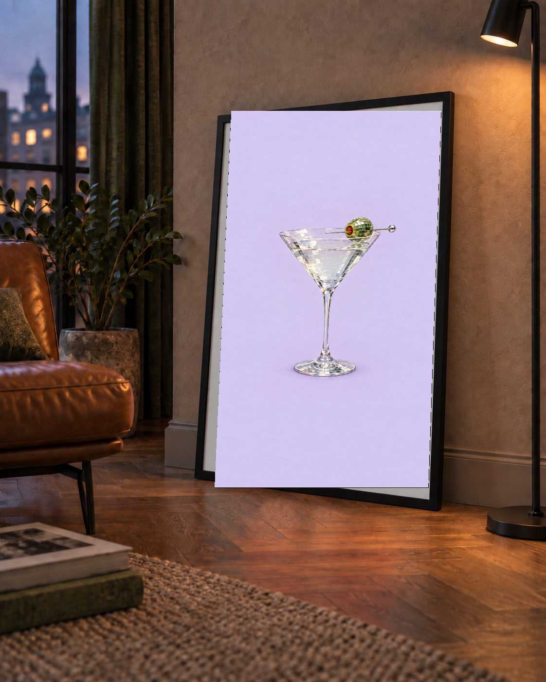 Işıltılı Martini: Modern Disco Stili Poster Baskı
