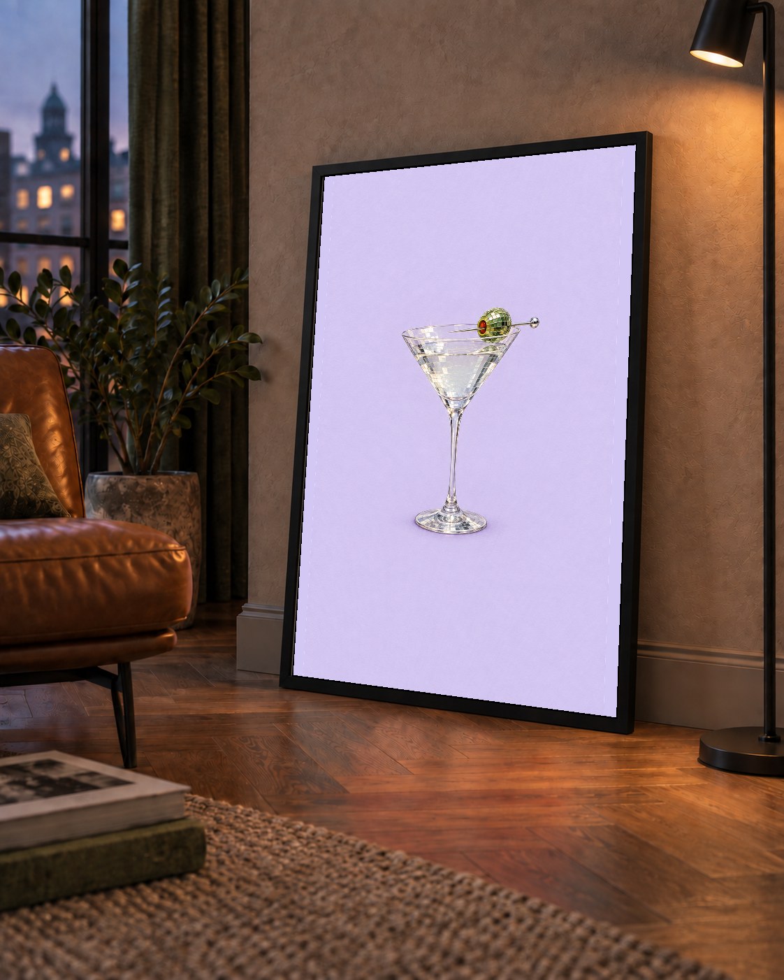 Işıltılı Martini: Modern Disco Stili Poster Baskı