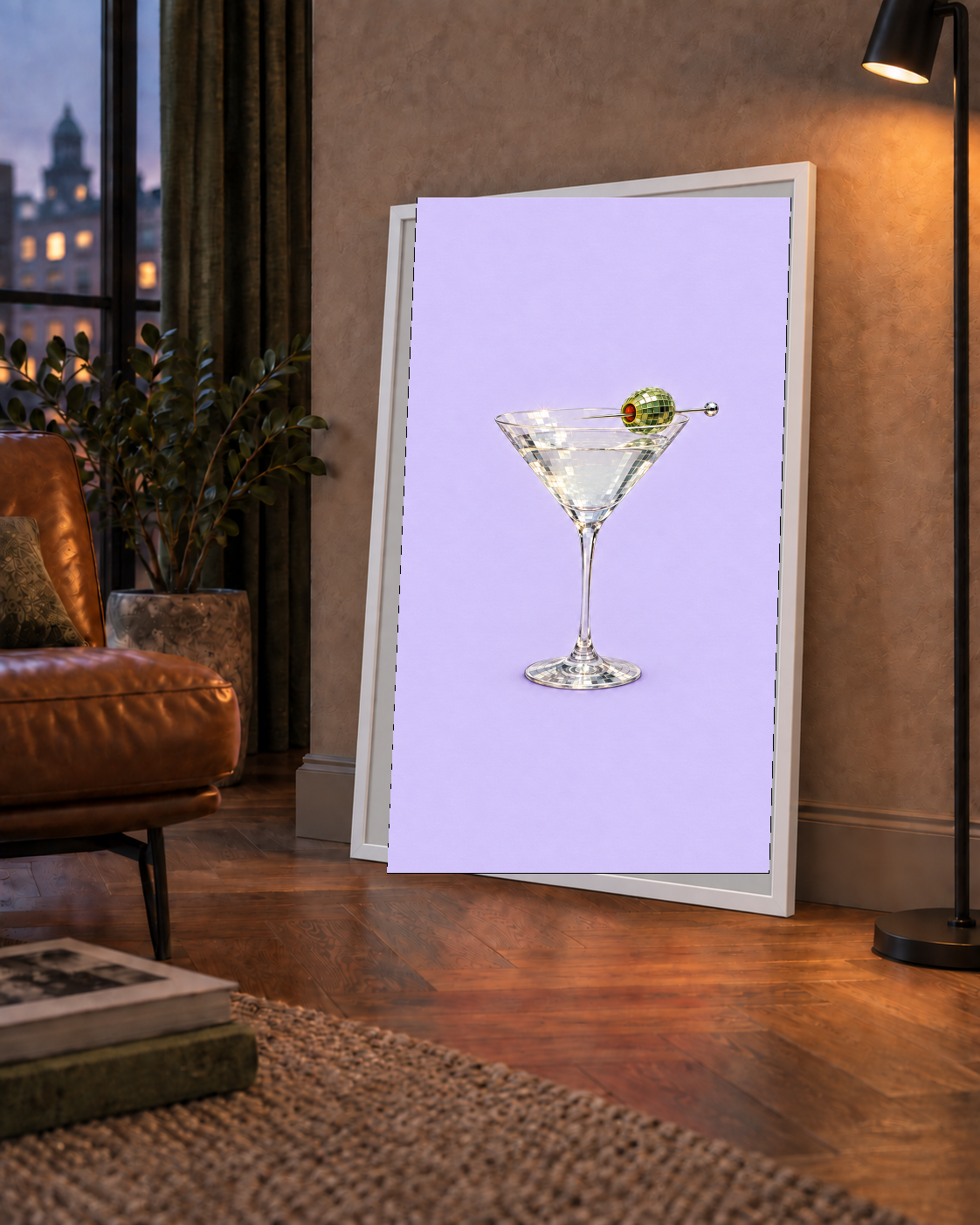Işıltılı Martini: Modern Disco Stili Poster Baskı