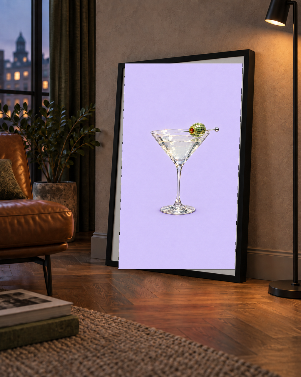 Işıltılı Martini: Modern Disco Stili Poster Baskı