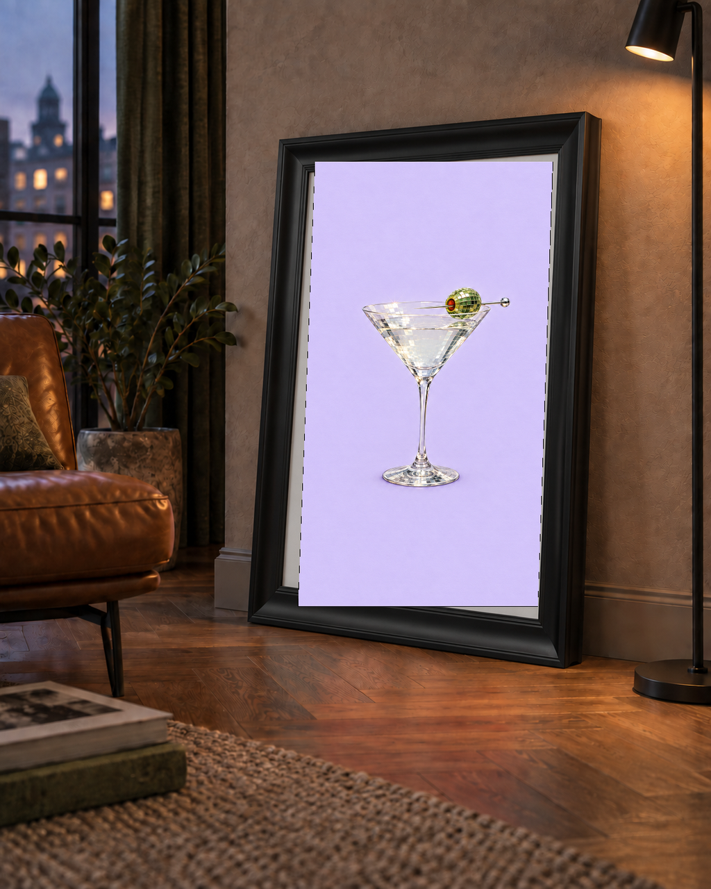 Işıltılı Martini: Modern Disco Stili Poster Baskı